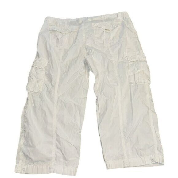 Norma Kamali Womens Cargo Pants Off-White Size 16 100% Cotton Relaxed Fit - Picture 7 of 10
